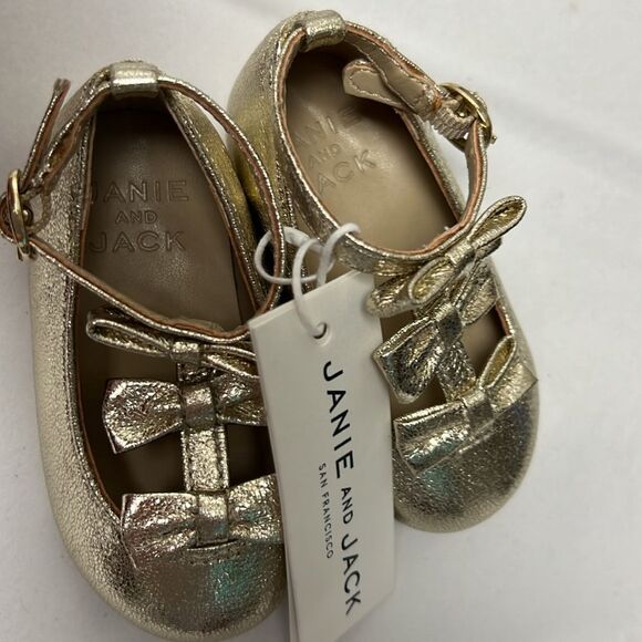 Janie and Jack 100048101 Collections Metallic Bow Ballet Flat NWT size 4 - Picture 6 of 9
